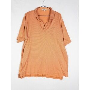 VTG Peter Millar Polo Shirt Mens XL Orange Striped Golf Course Casual Cotton